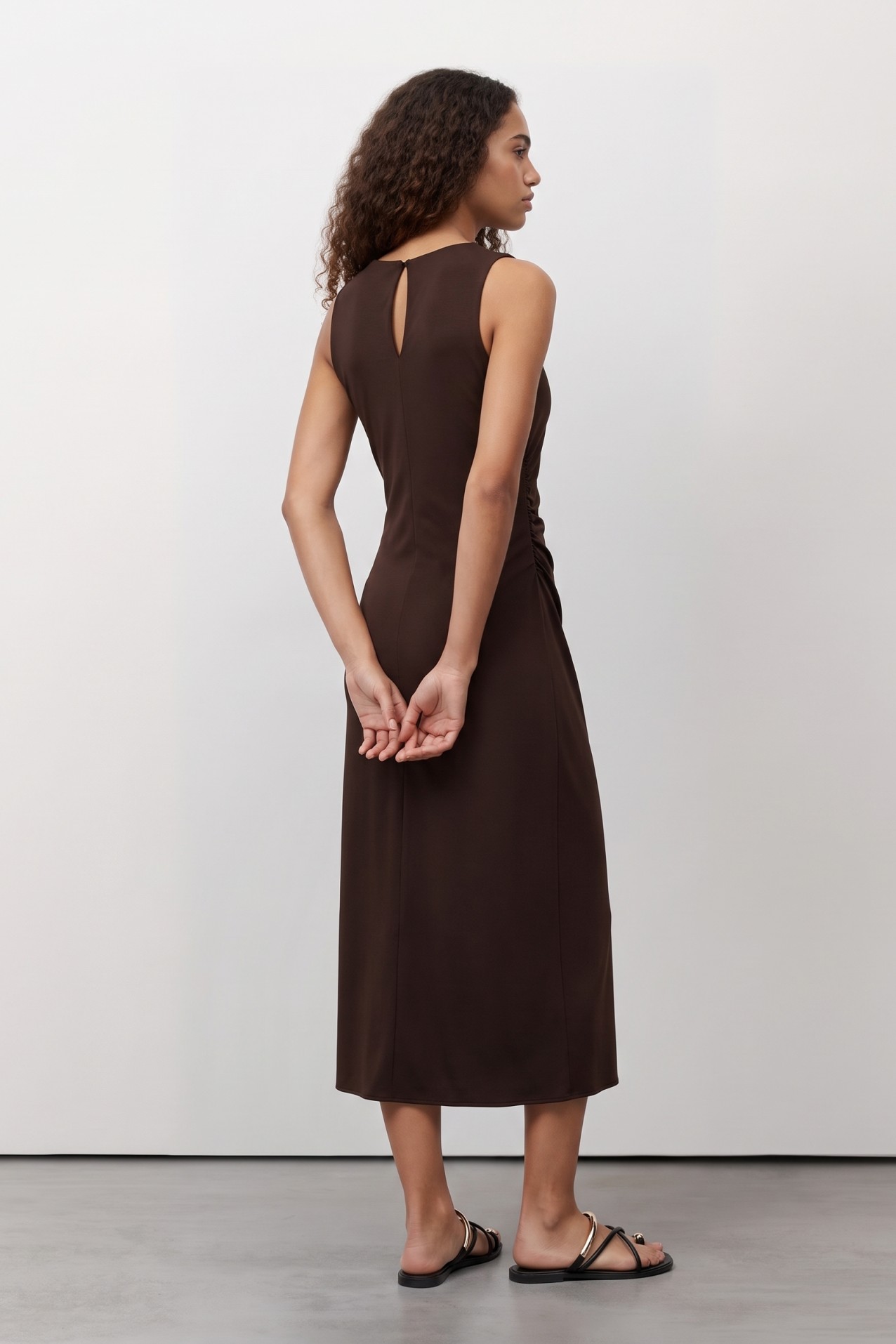 Slim Midi Brown Dress