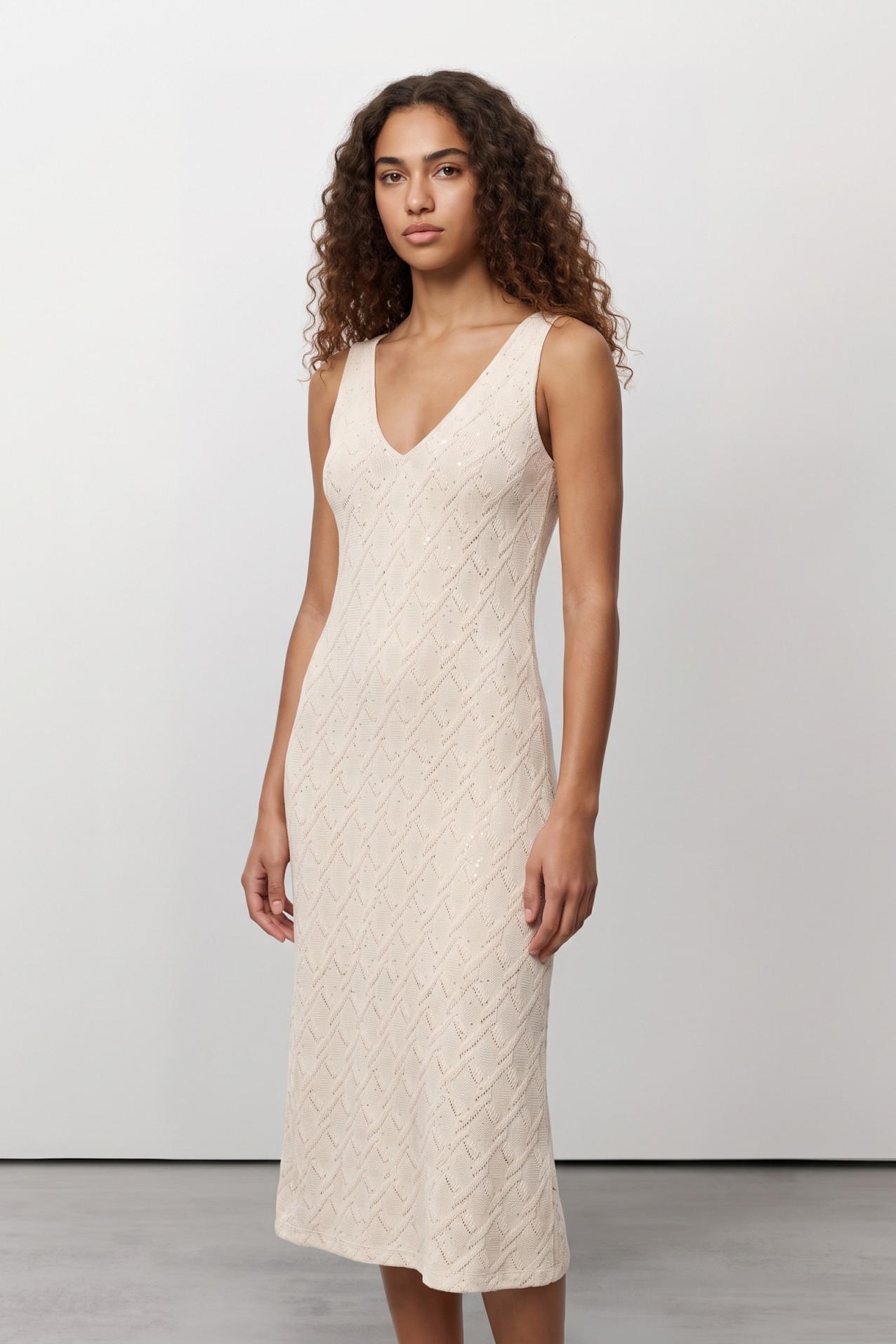 Ivory Sleeveless Knit Dress