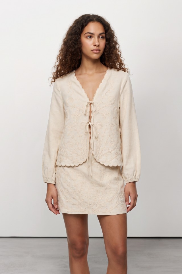 Beige Scalloped Blouse