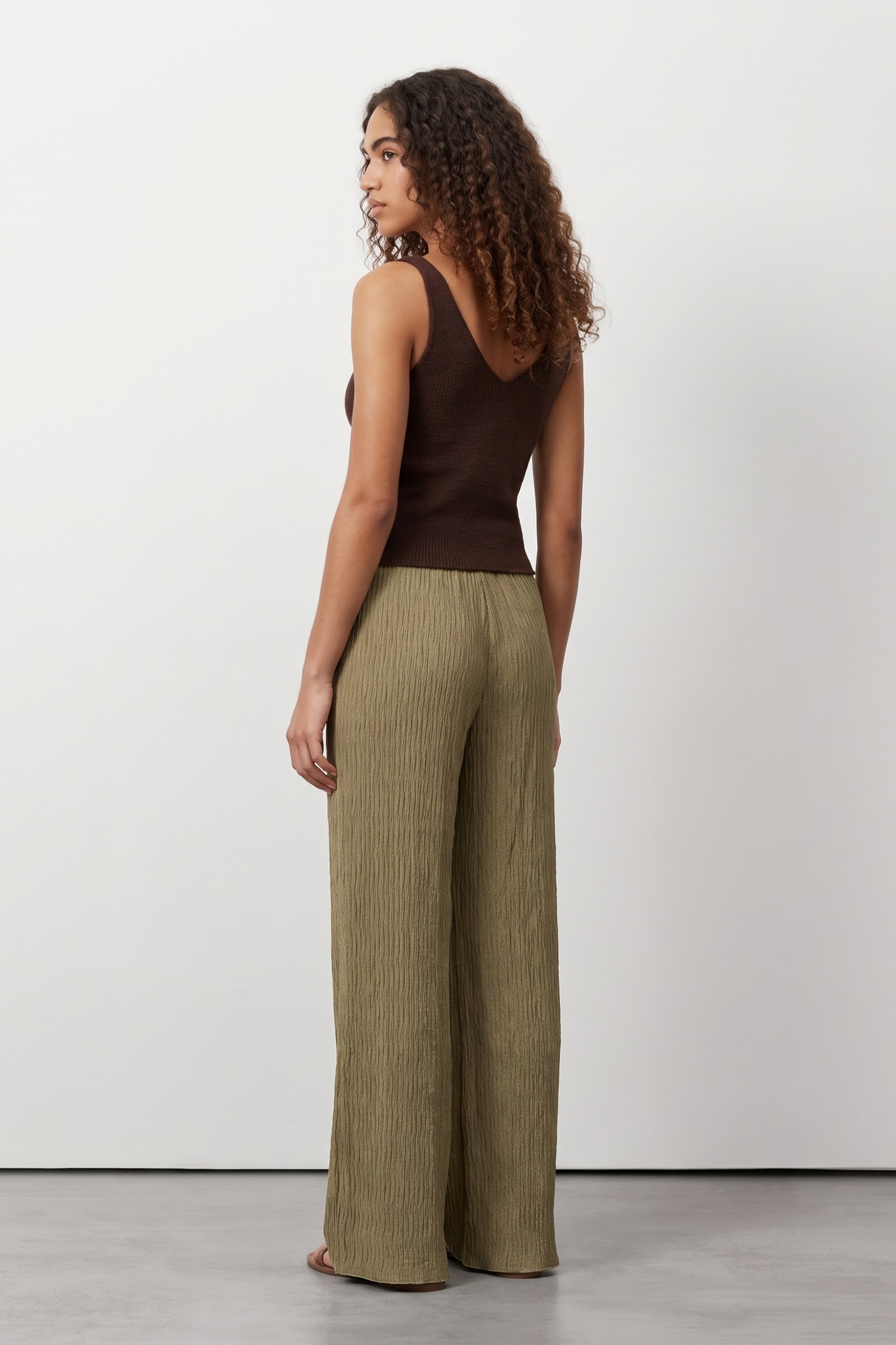 Brown Slim Fit Knit Top