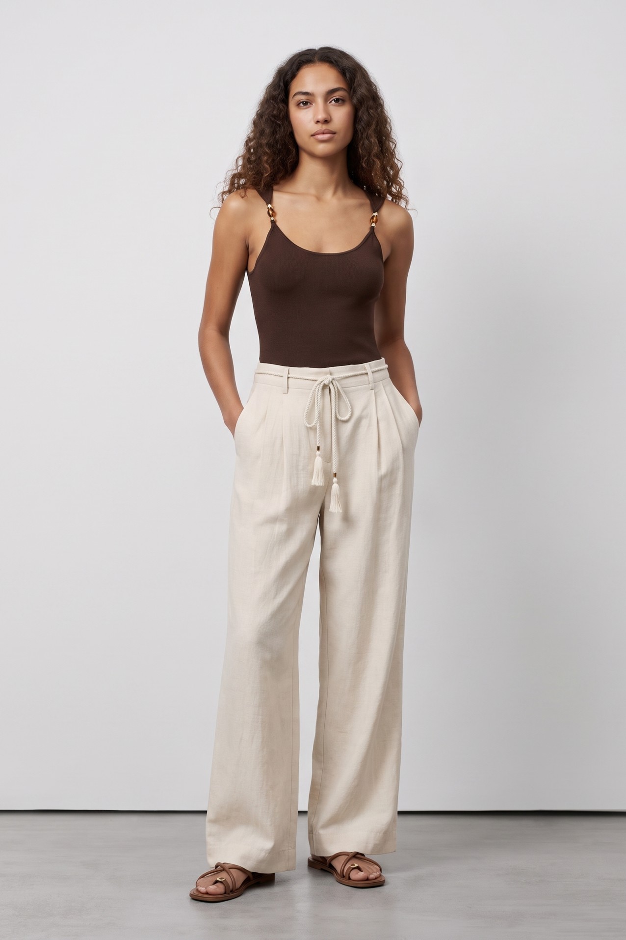 Slim Brown Knit Top