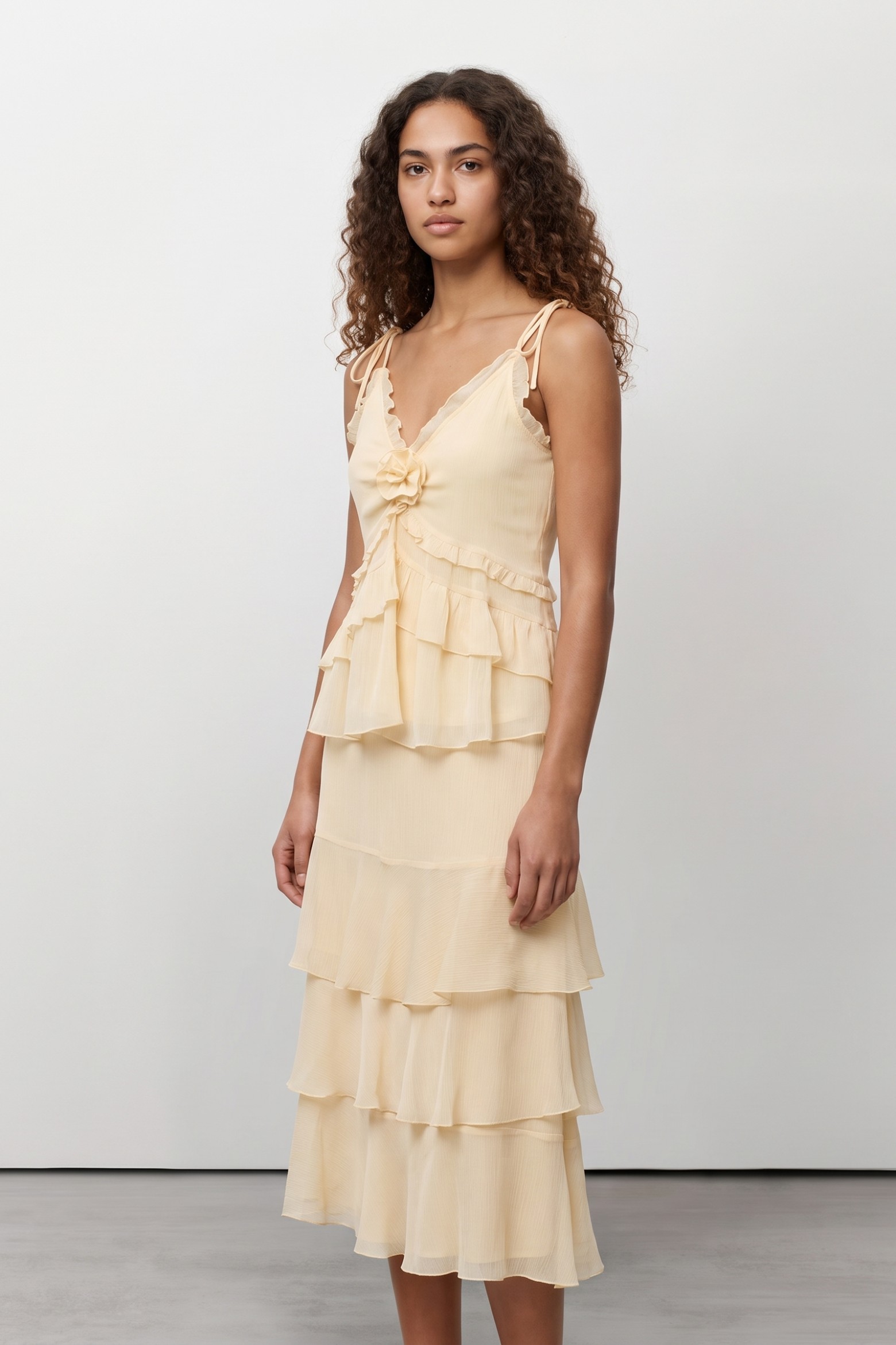 Beige Ruffle Sleeveless Top