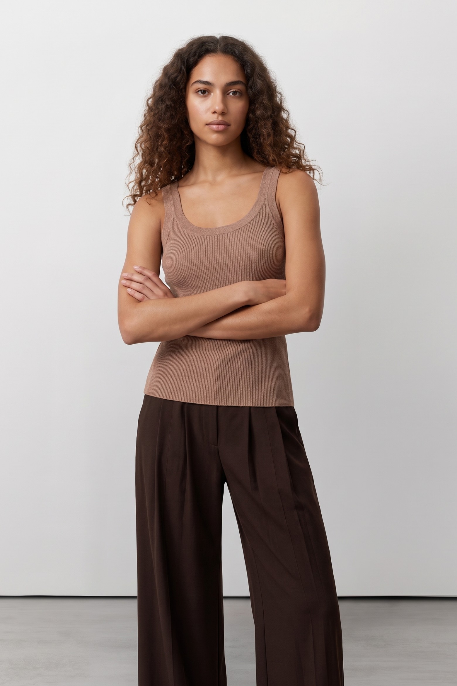 Nude Ribbed Knit Tank