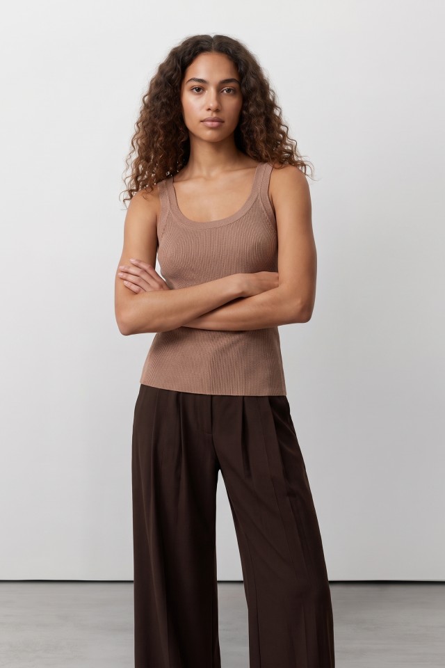 Nude Ribbed Knit Tank