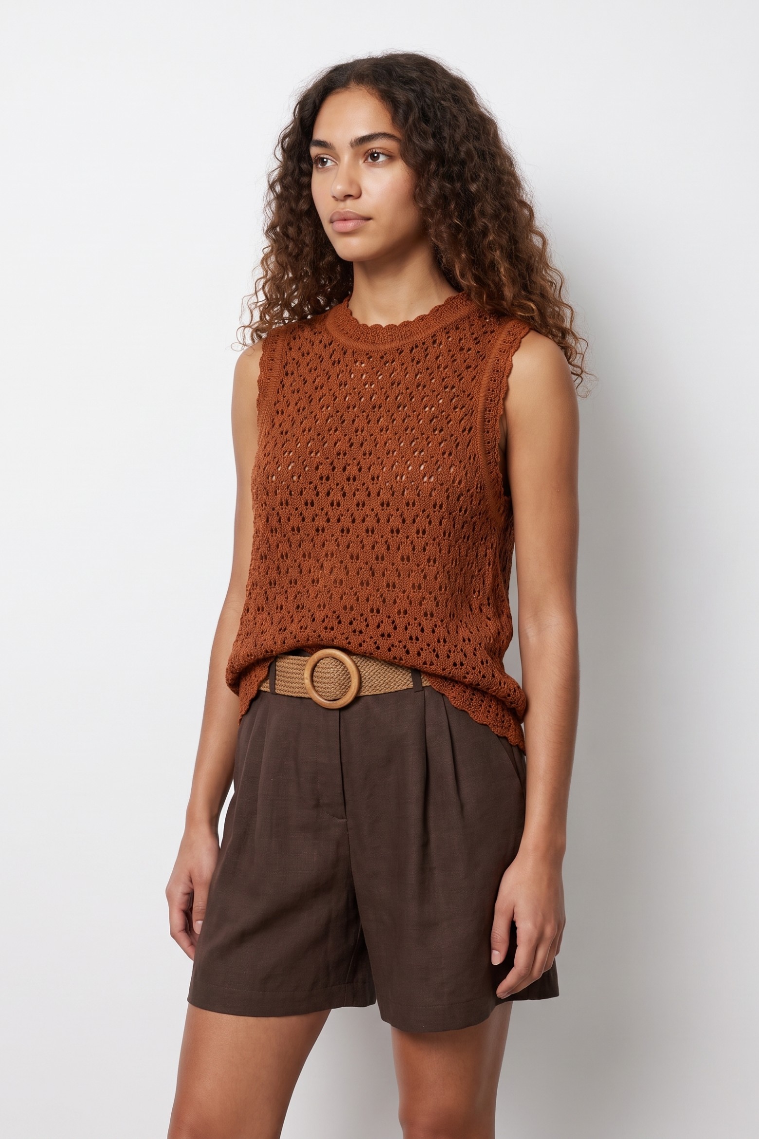 Orange Sleeveless Knit Top - 71015060_454 - Vilanova