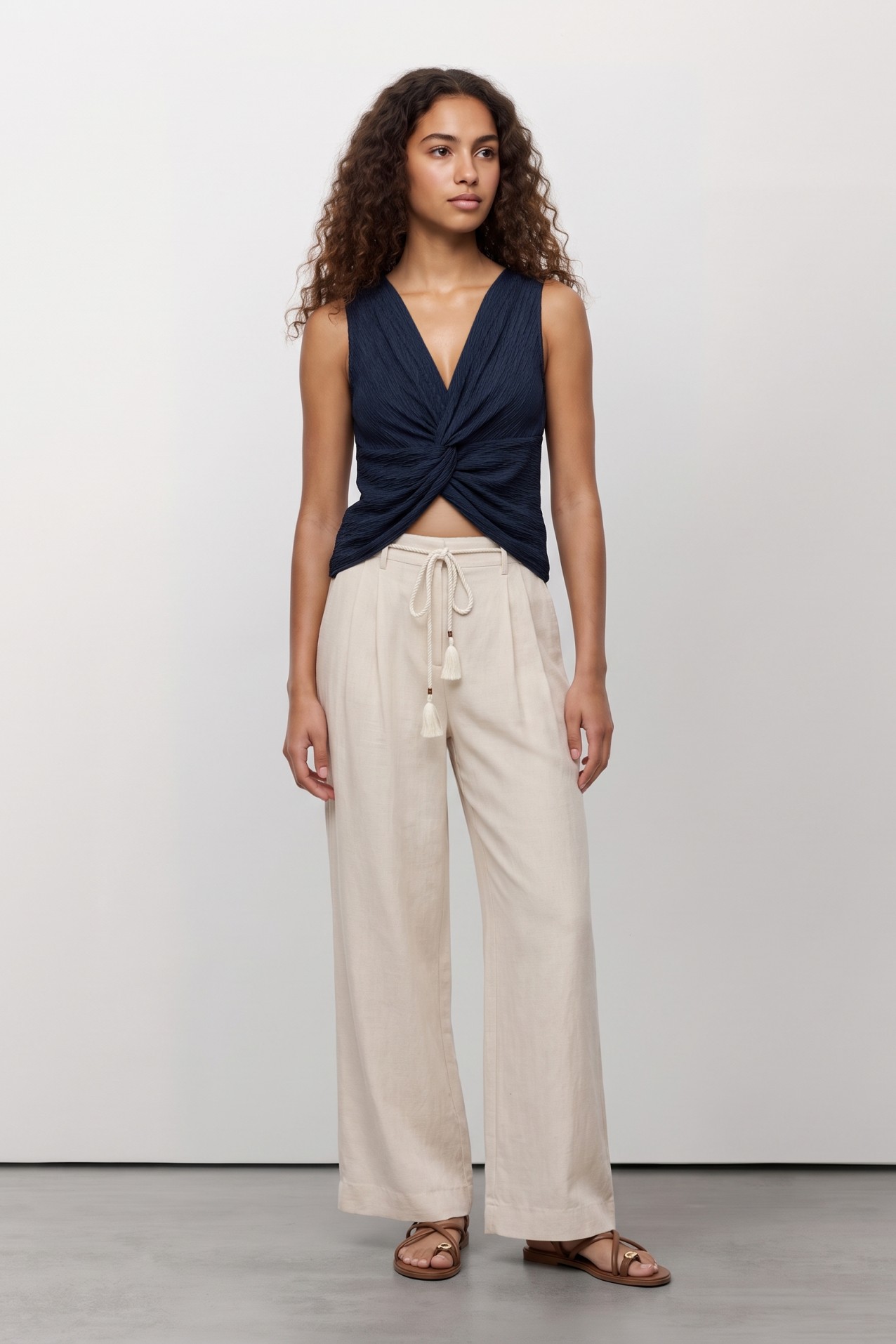 Cropped azul oscuro con nudo