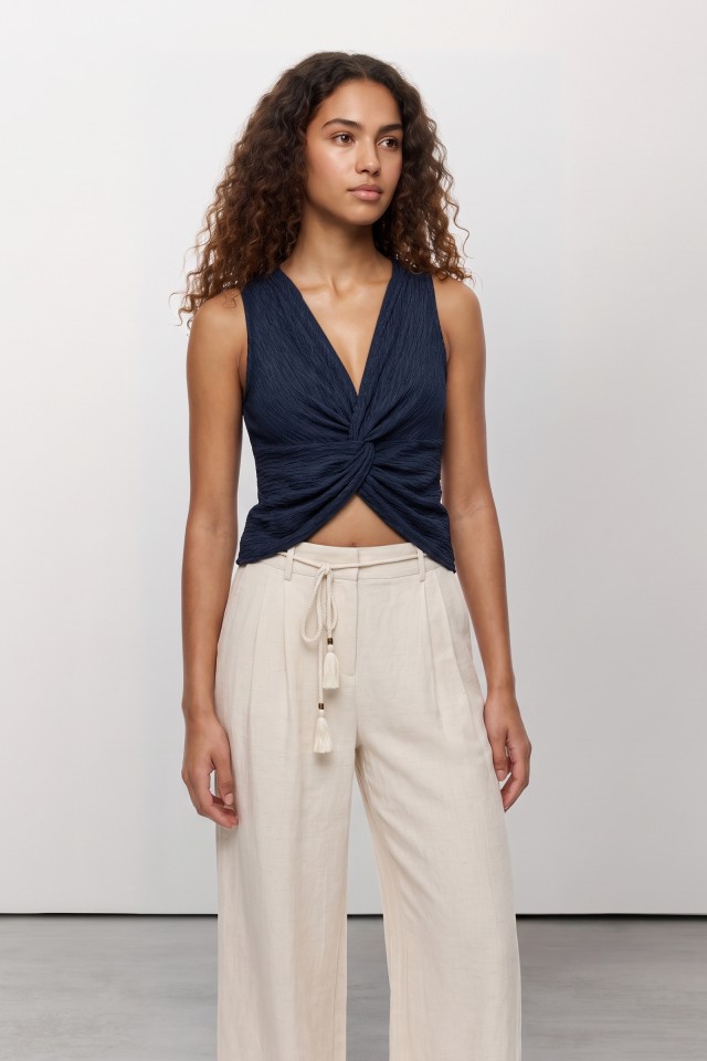 Navy Super Slim Crop Top
