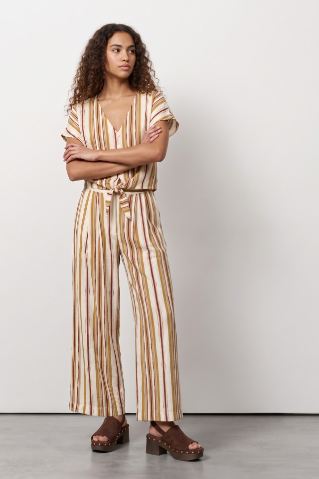 Striped Wide Culotte Pants