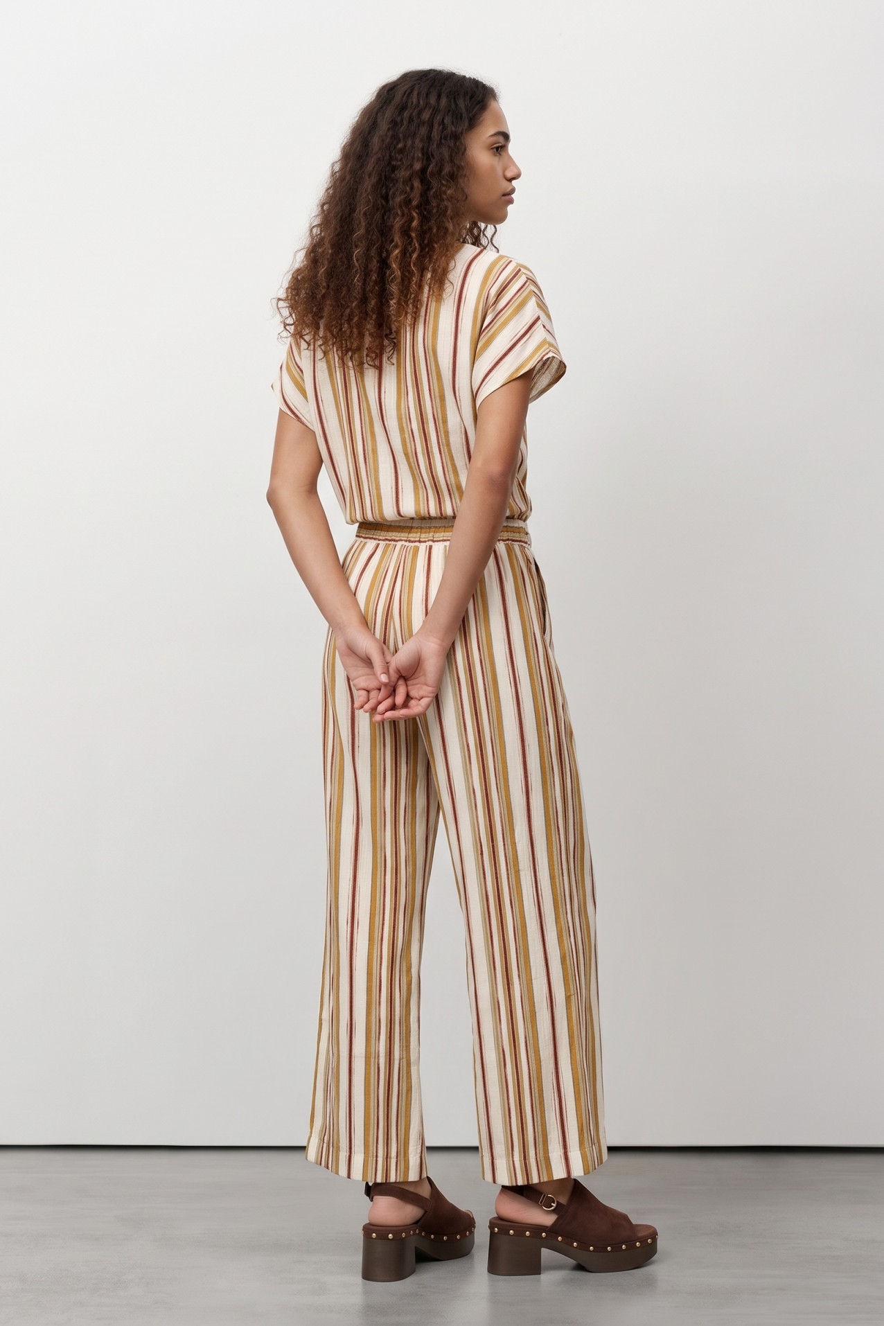 Striped Wide Culotte Pants