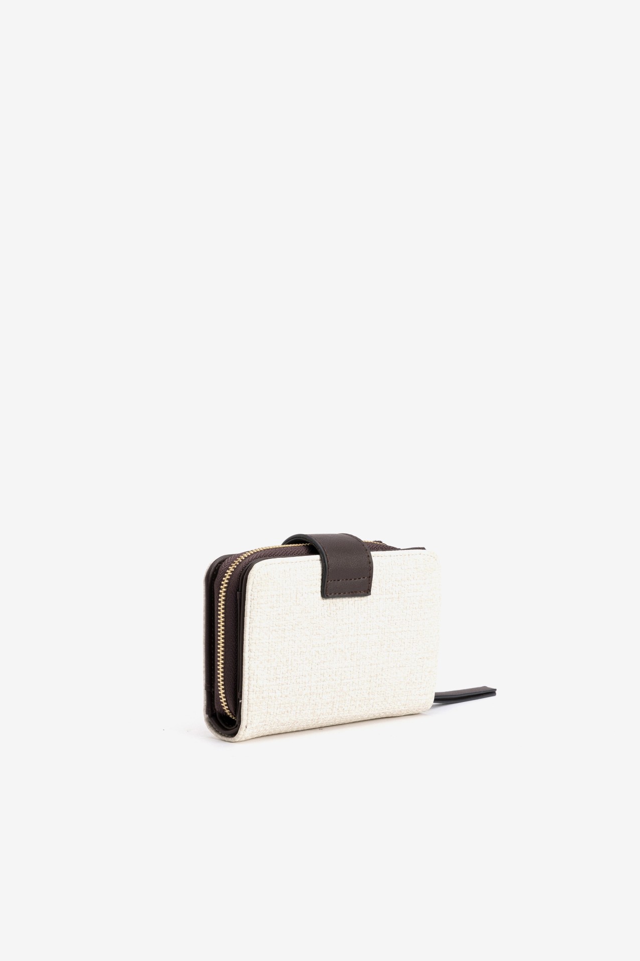 Porta-moedas bege e castanho