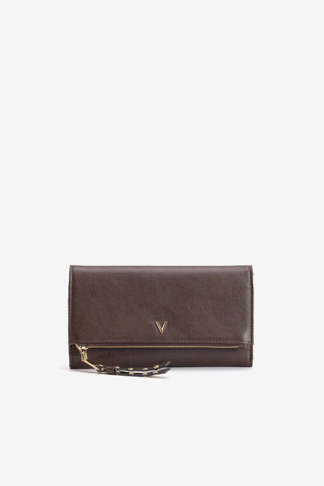 Brown Studded Zip Wallet