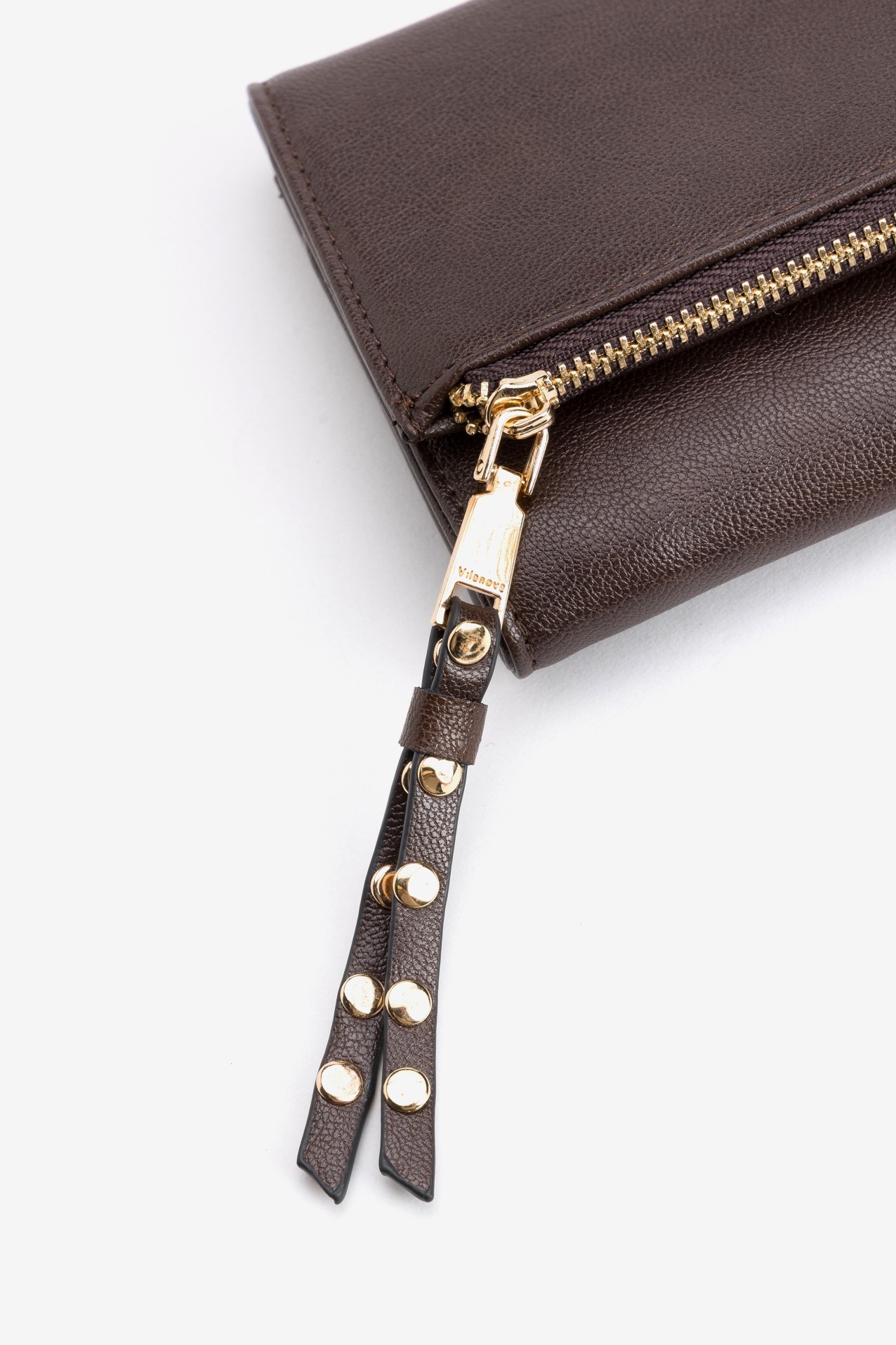 Brown Studded Zip Wallet