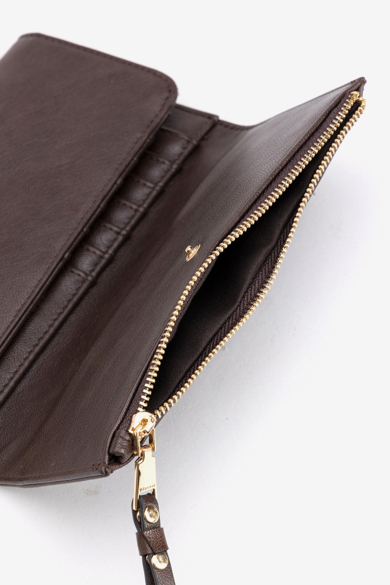 Brown Studded Zip Wallet