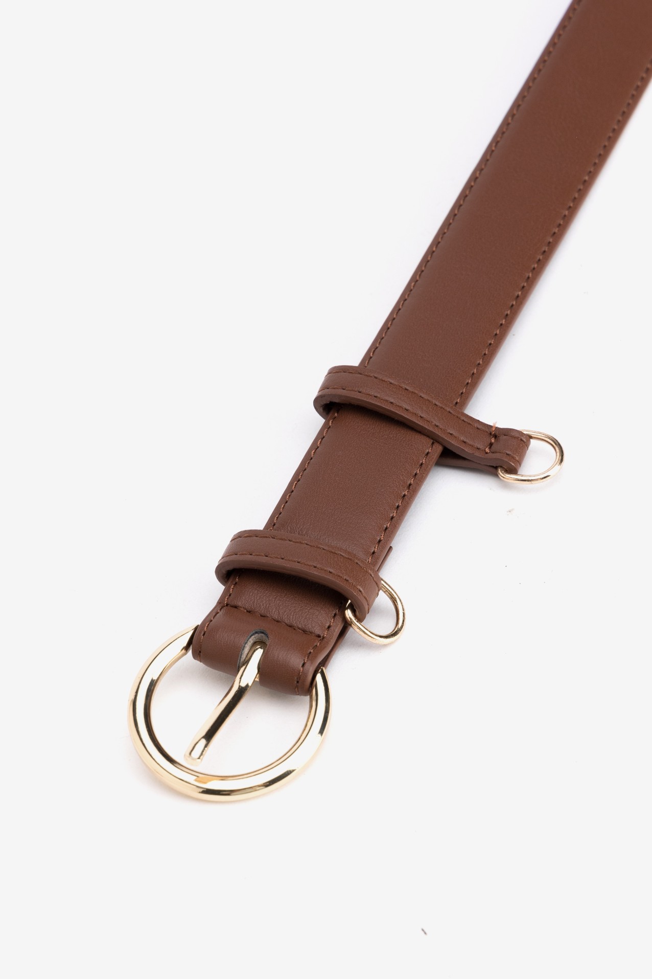 Brown belt with gold buckle