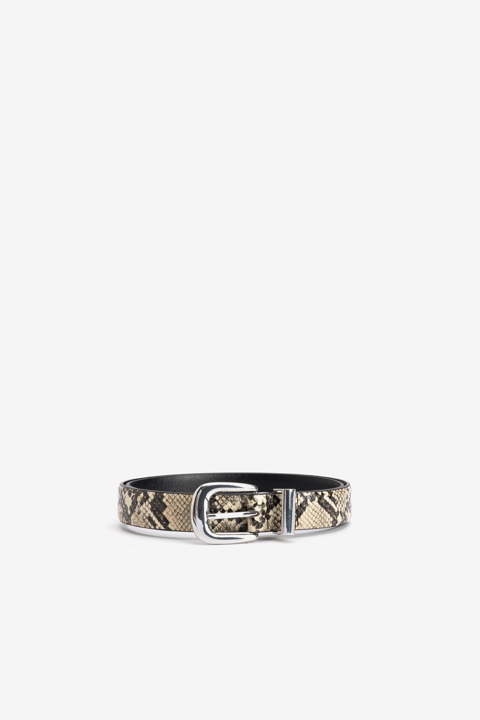 Beige snake print belt