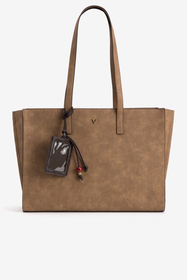 Brown Tote Bag with Tag