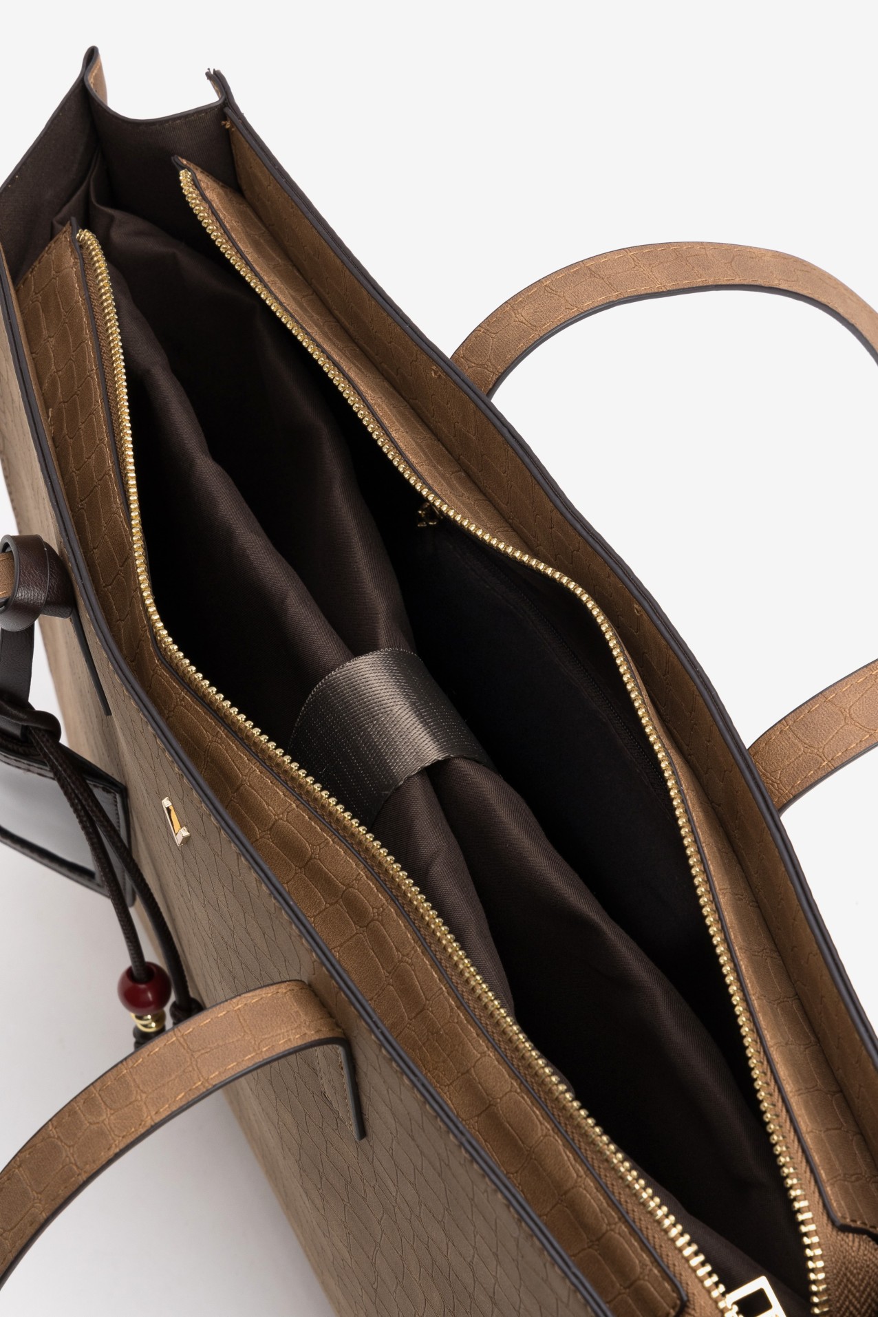 Brown Tote Bag with Tag