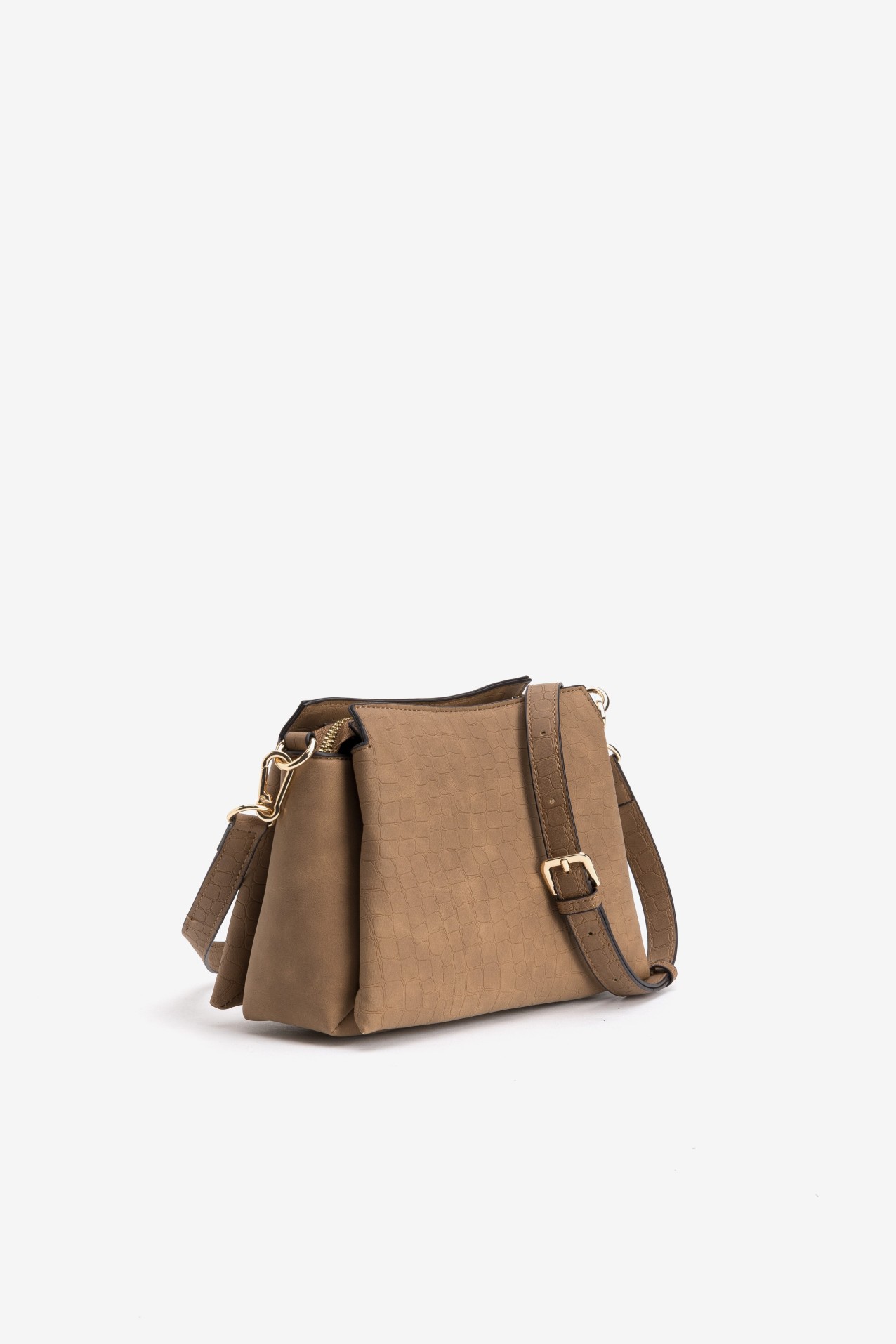 Brown Croc-Effect Wallet Bag