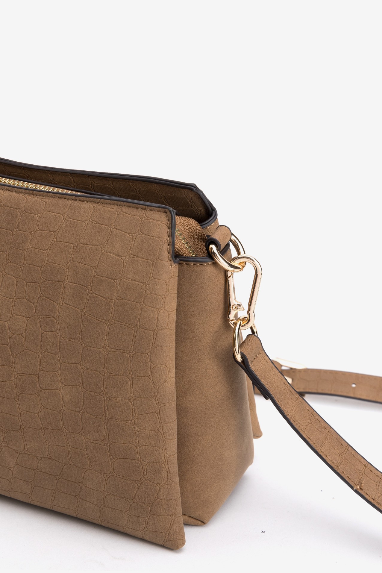 Brown Croc-Effect Wallet Bag