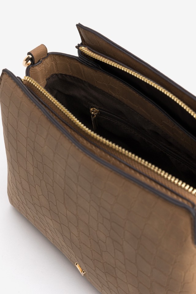Brown Croc-Effect Wallet Bag Brown Croc-Effect Wallet Bag