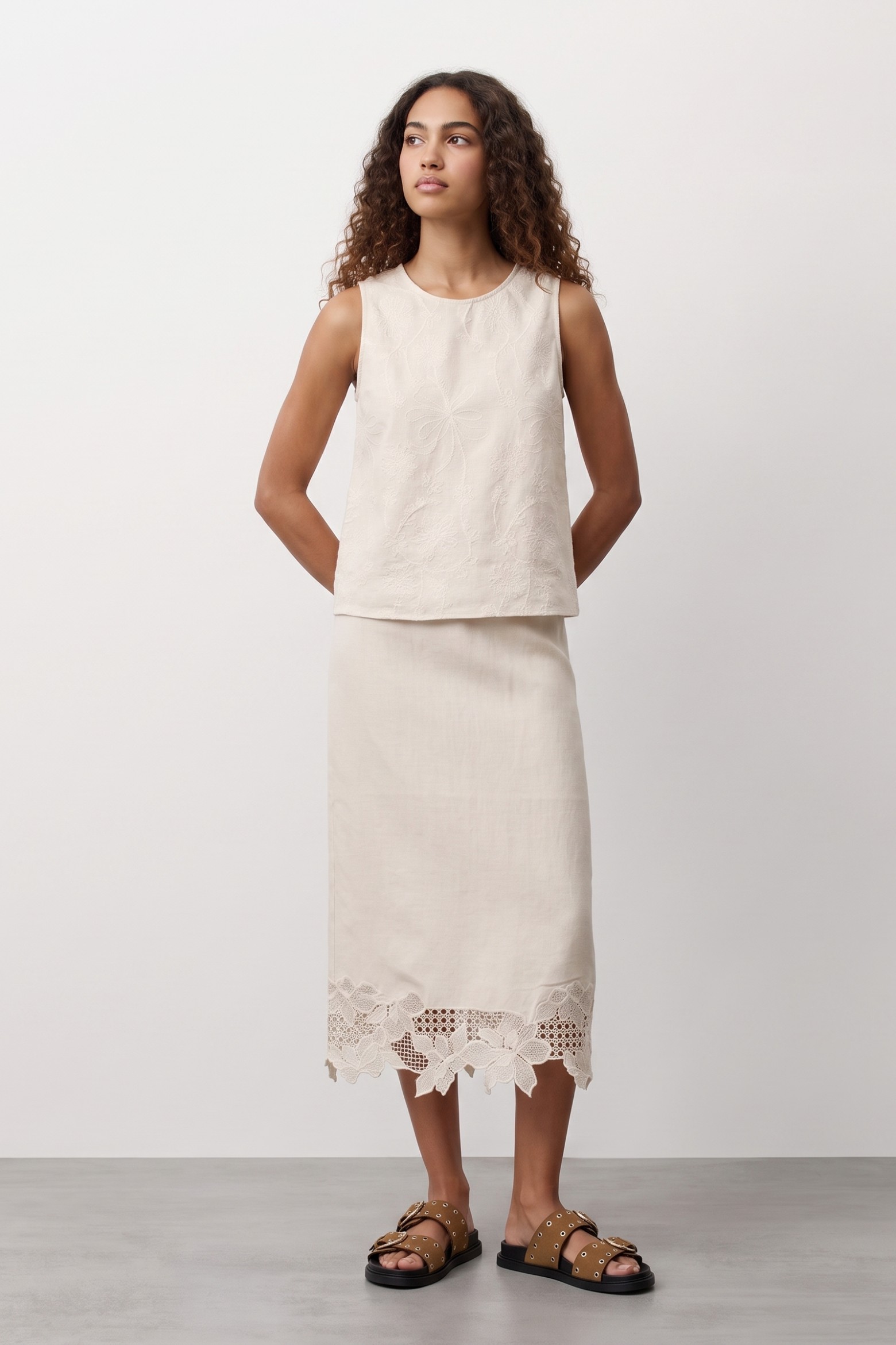 Light Beige Midi Skirt