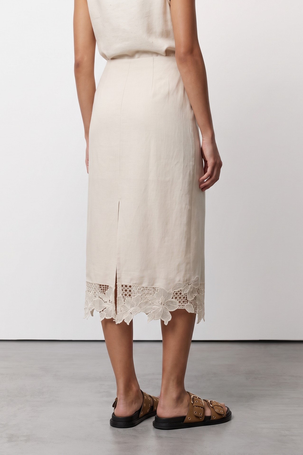 Light Beige Midi Skirt