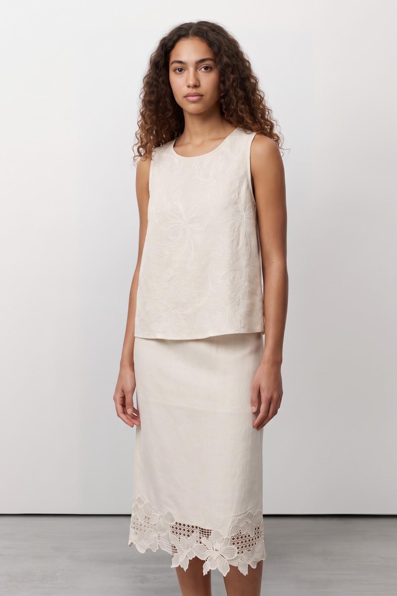 Light Beige Midi Skirt