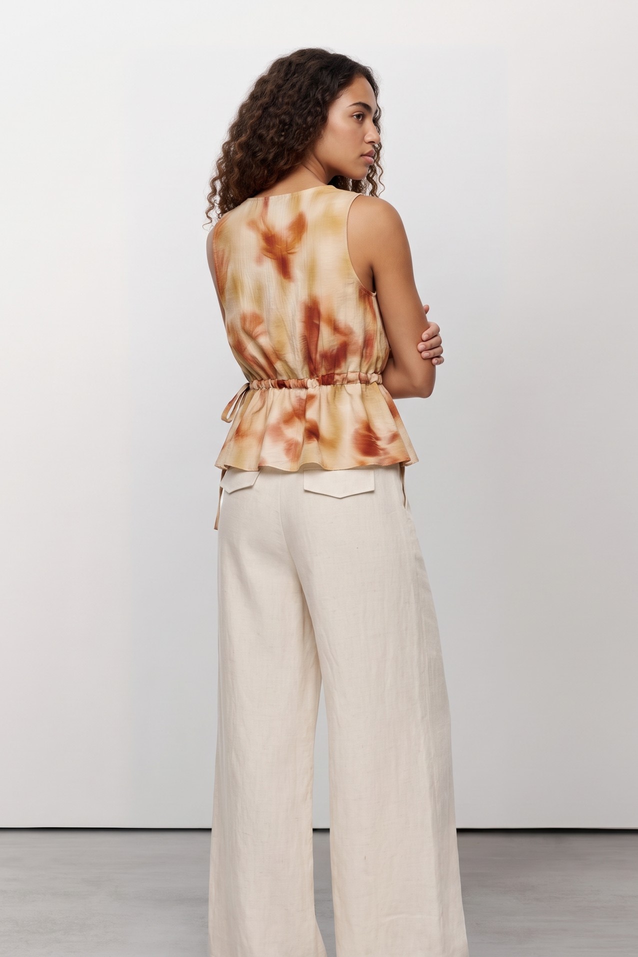 Yellow Tie-Dye Sleeveless Top