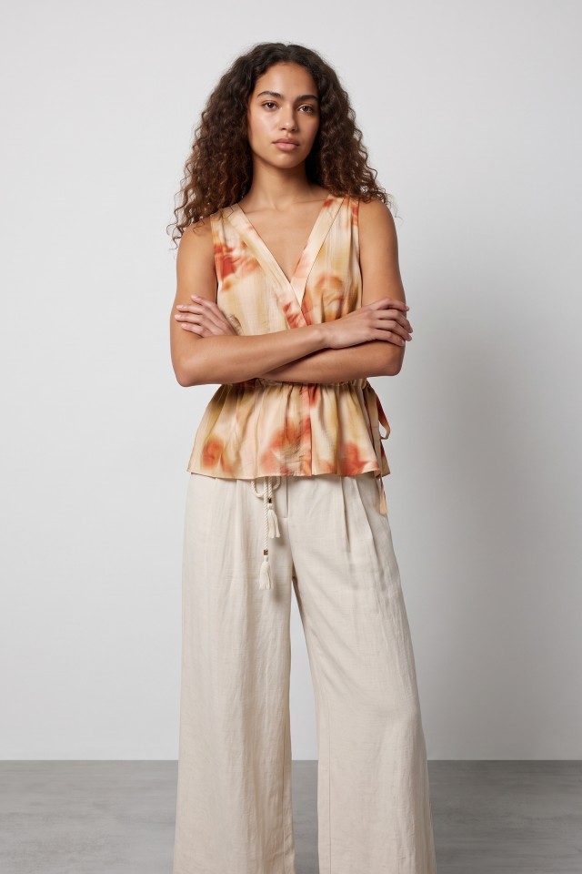 Yellow Tie-Dye Sleeveless Top