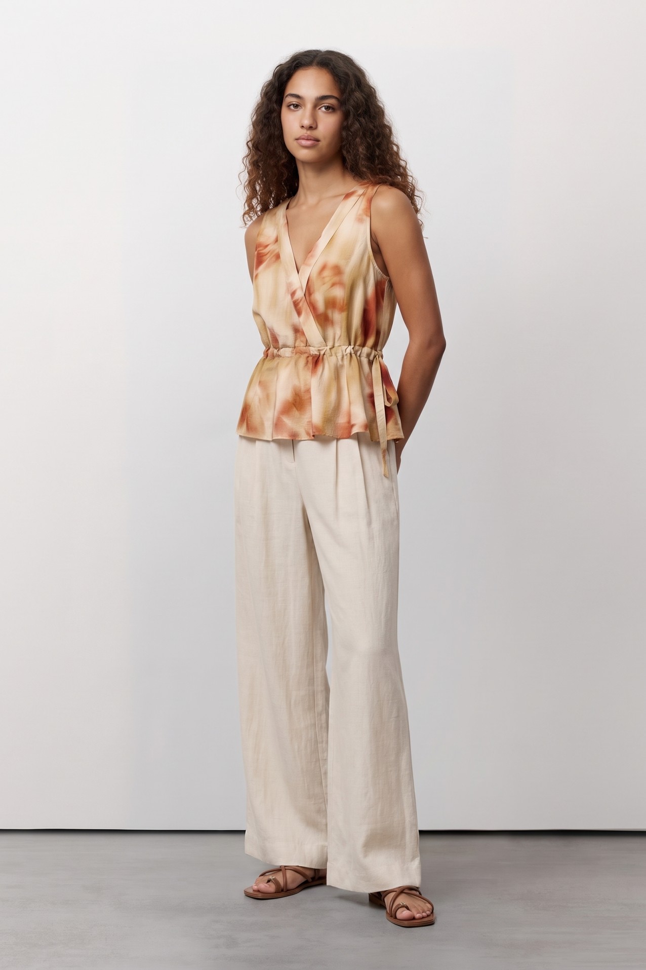 Yellow Tie-Dye Sleeveless Top