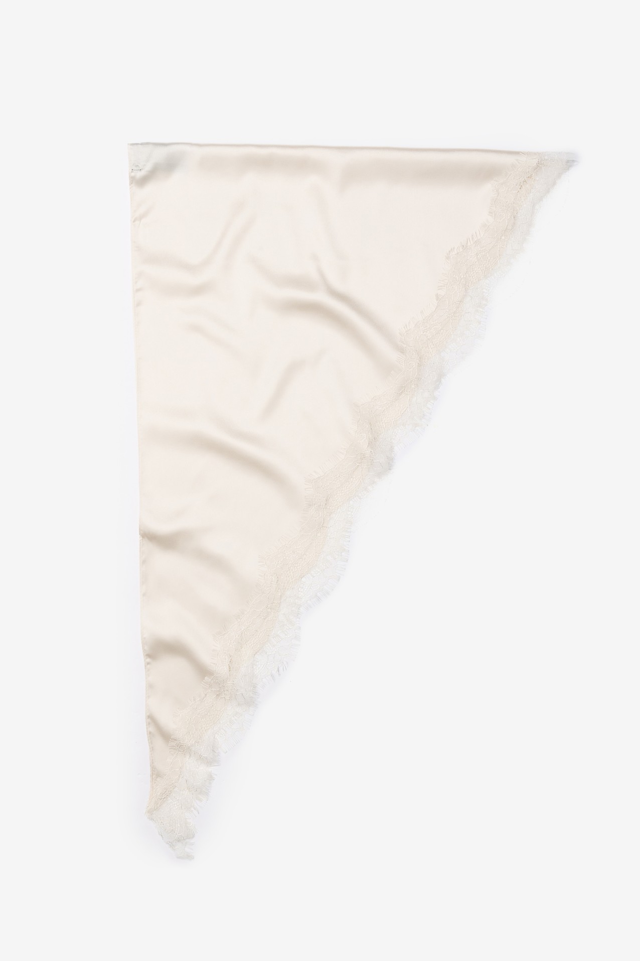 Ivory Satin Scarf Lace Trim