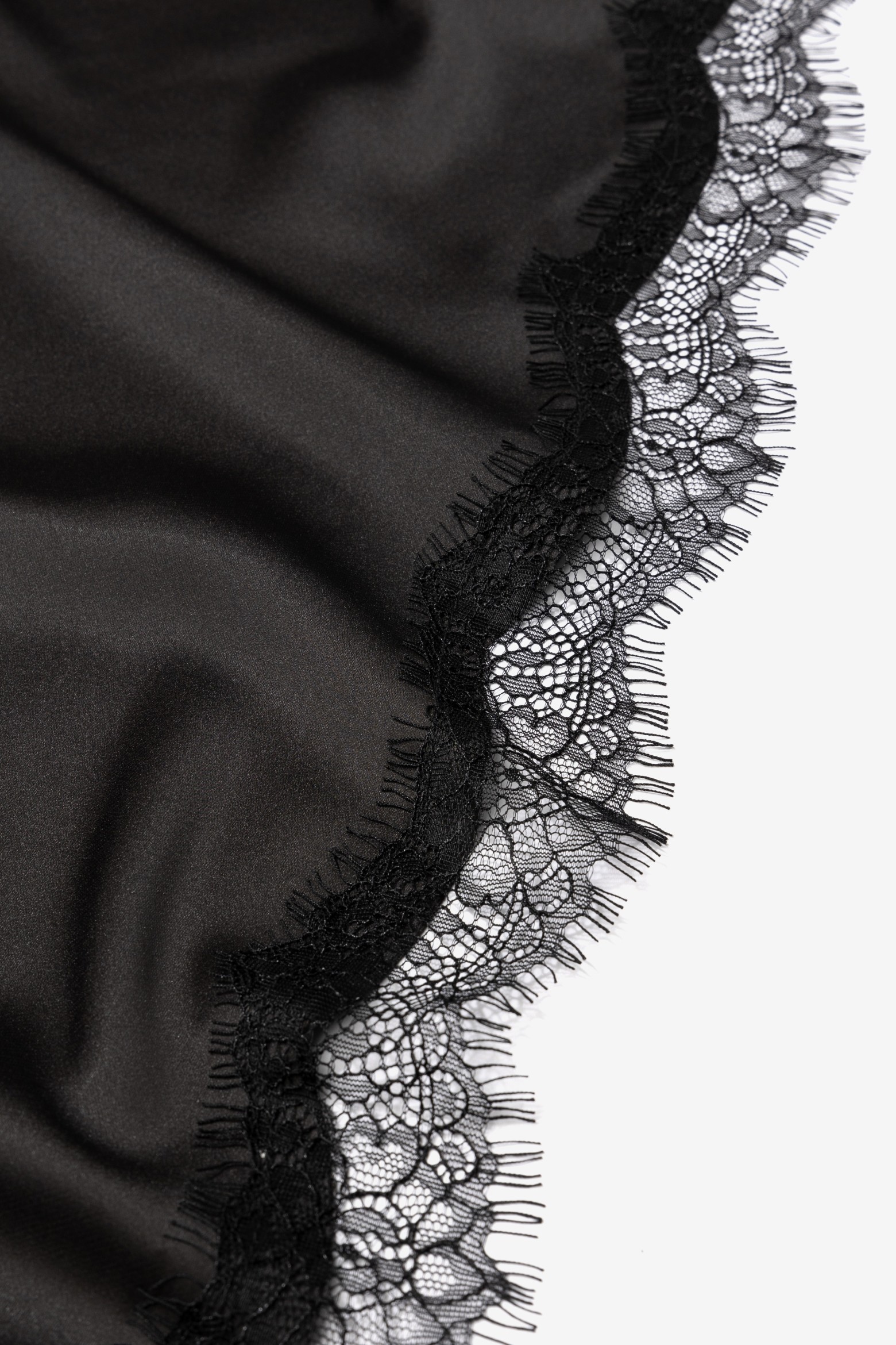 Black Triangle Scarf Lace Trim