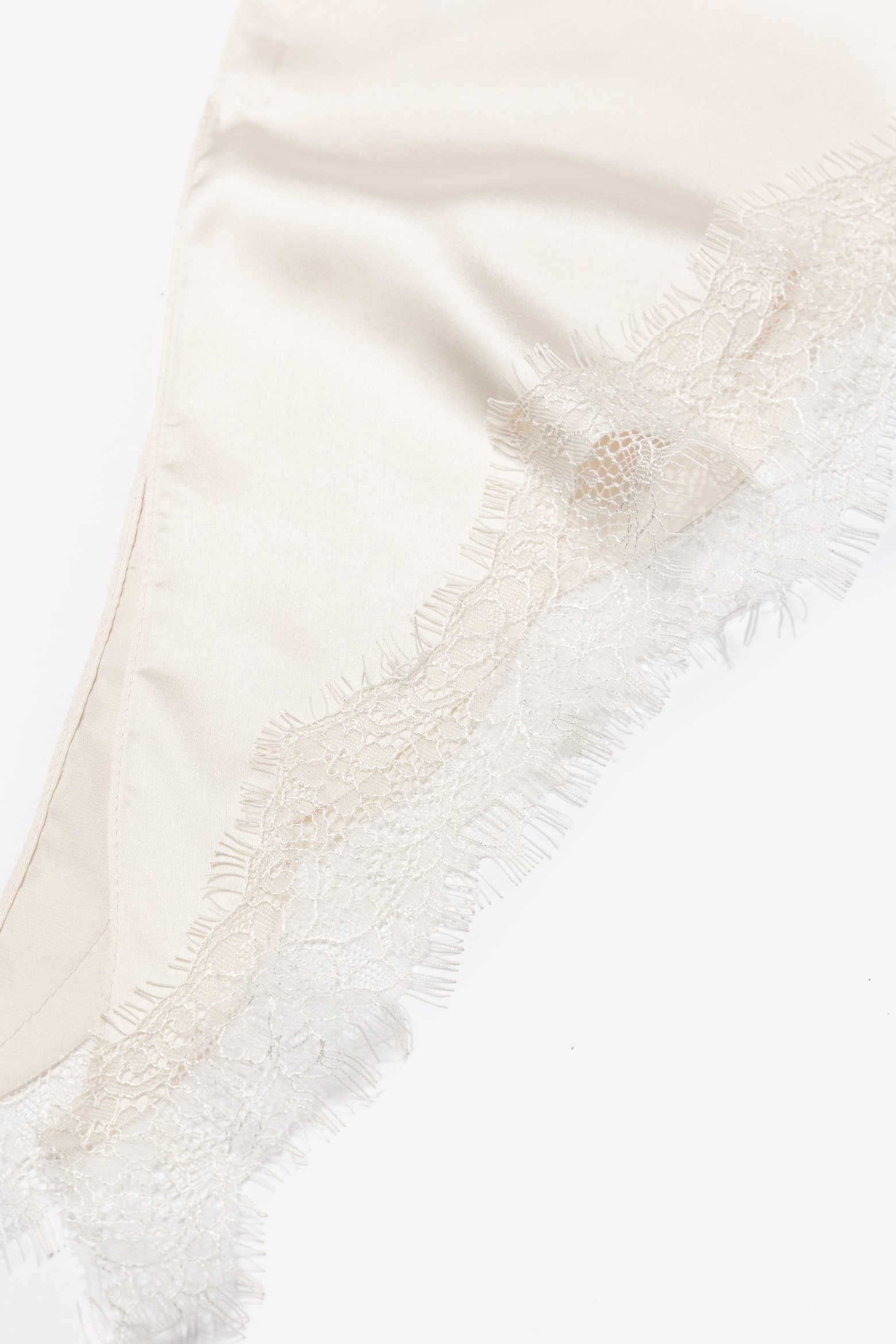 Ivory Satin Scarf Lace Trim