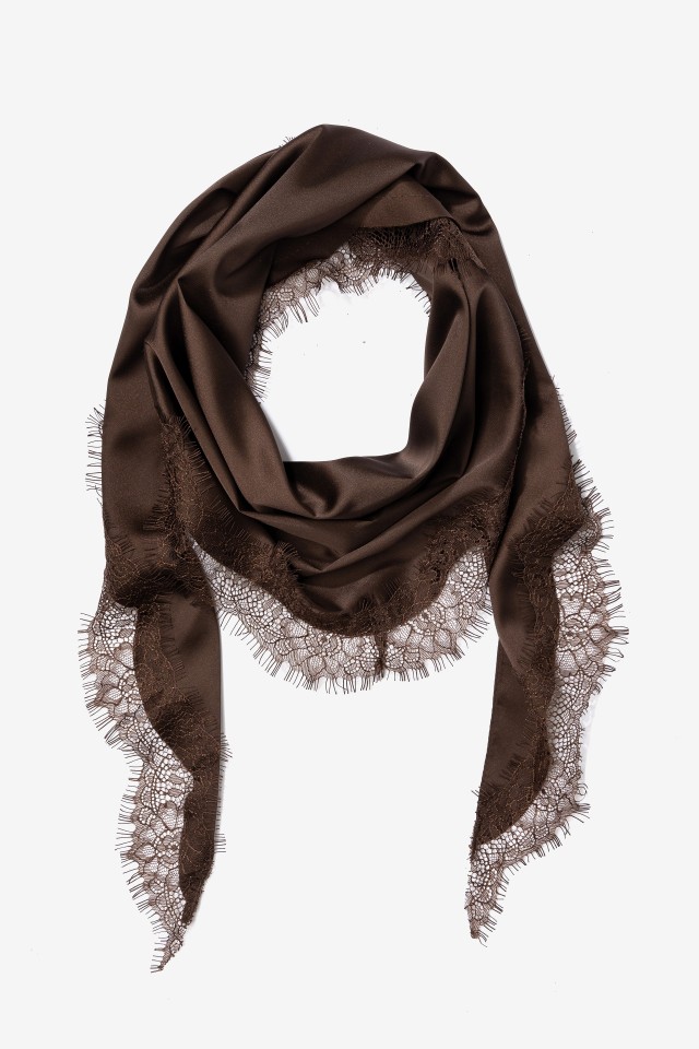 Brown Triangle Lace Scarf