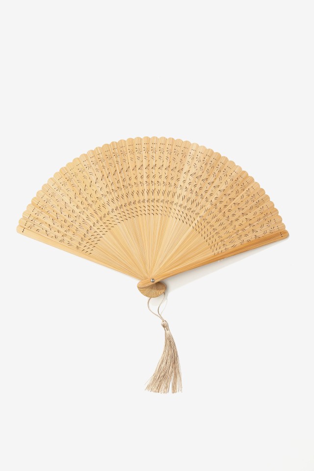 Beige Folding Fan Accessory