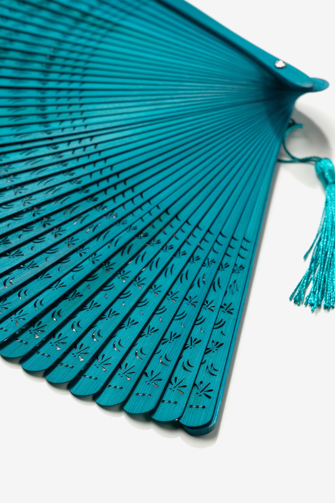 Blue Openwork Hand Fan