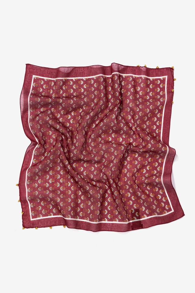 Red Floral Bandana Scarf