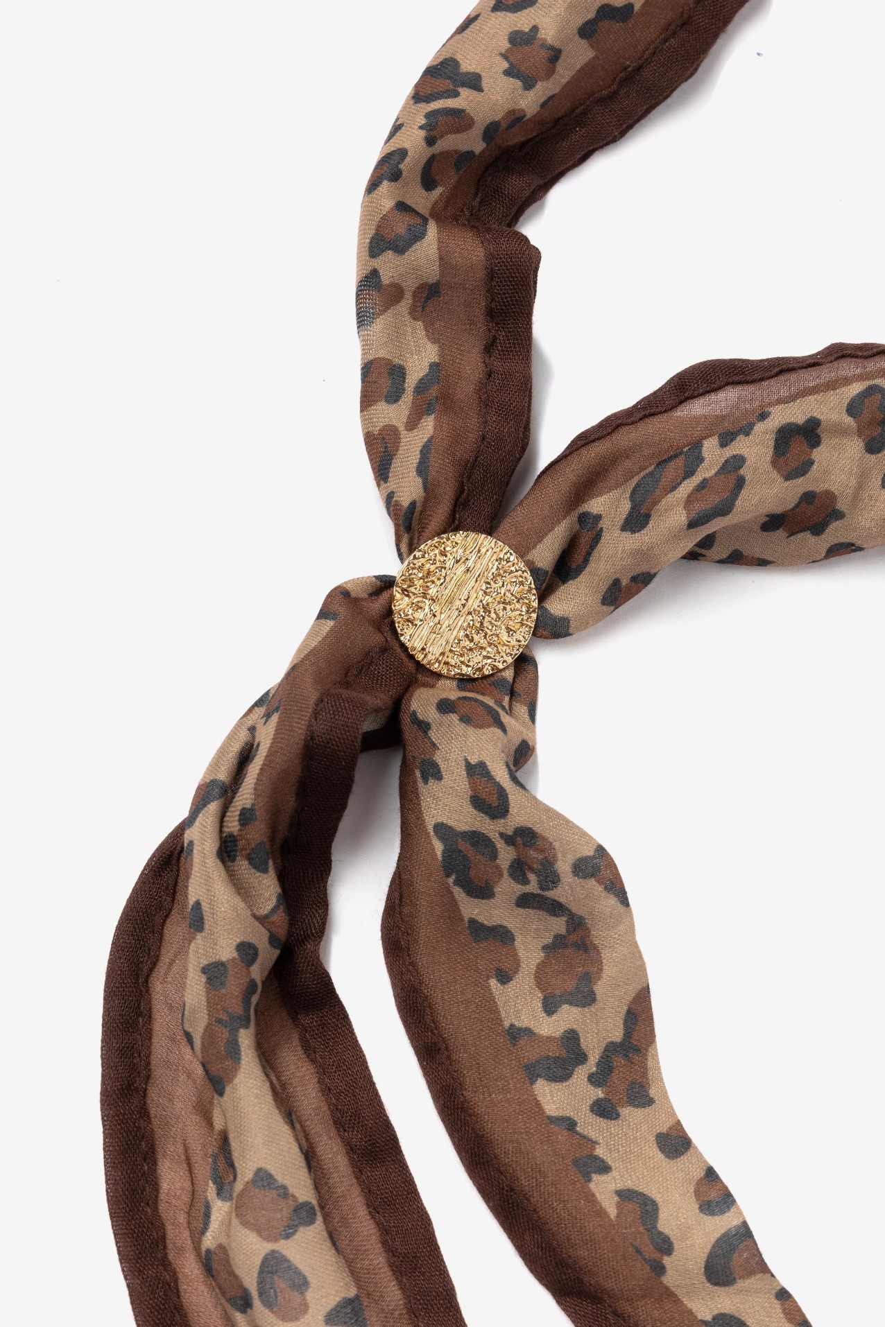 Leopard Print Brown Skinny Scarf