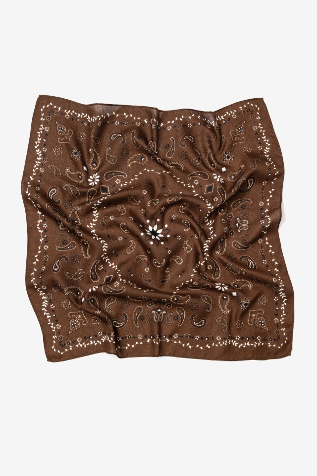 Brown Paisley Bandana Square