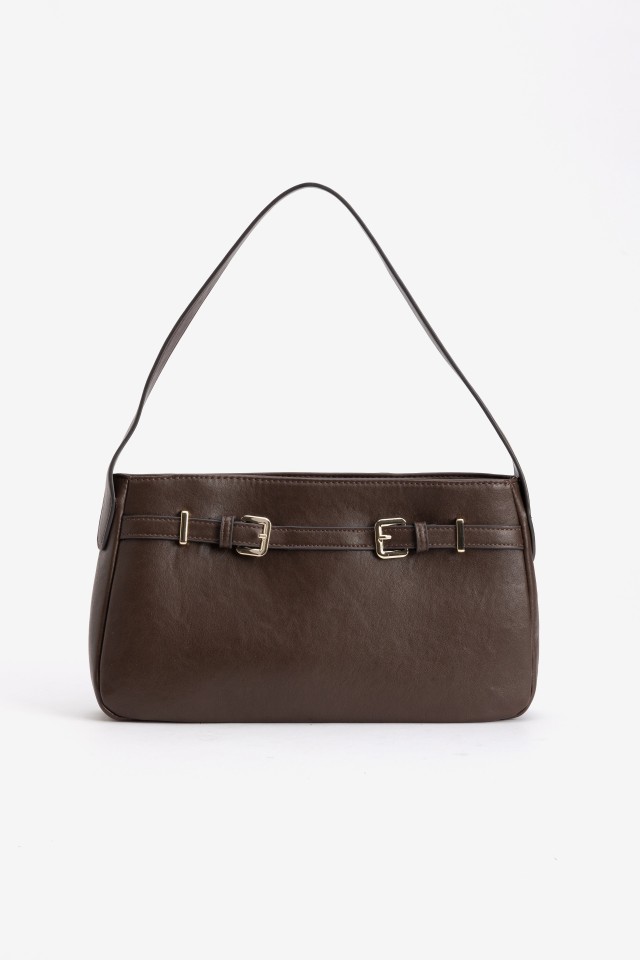 Brown Shoulder Bag Buckle Detail Brown Shoulder Bag Buckle Detail