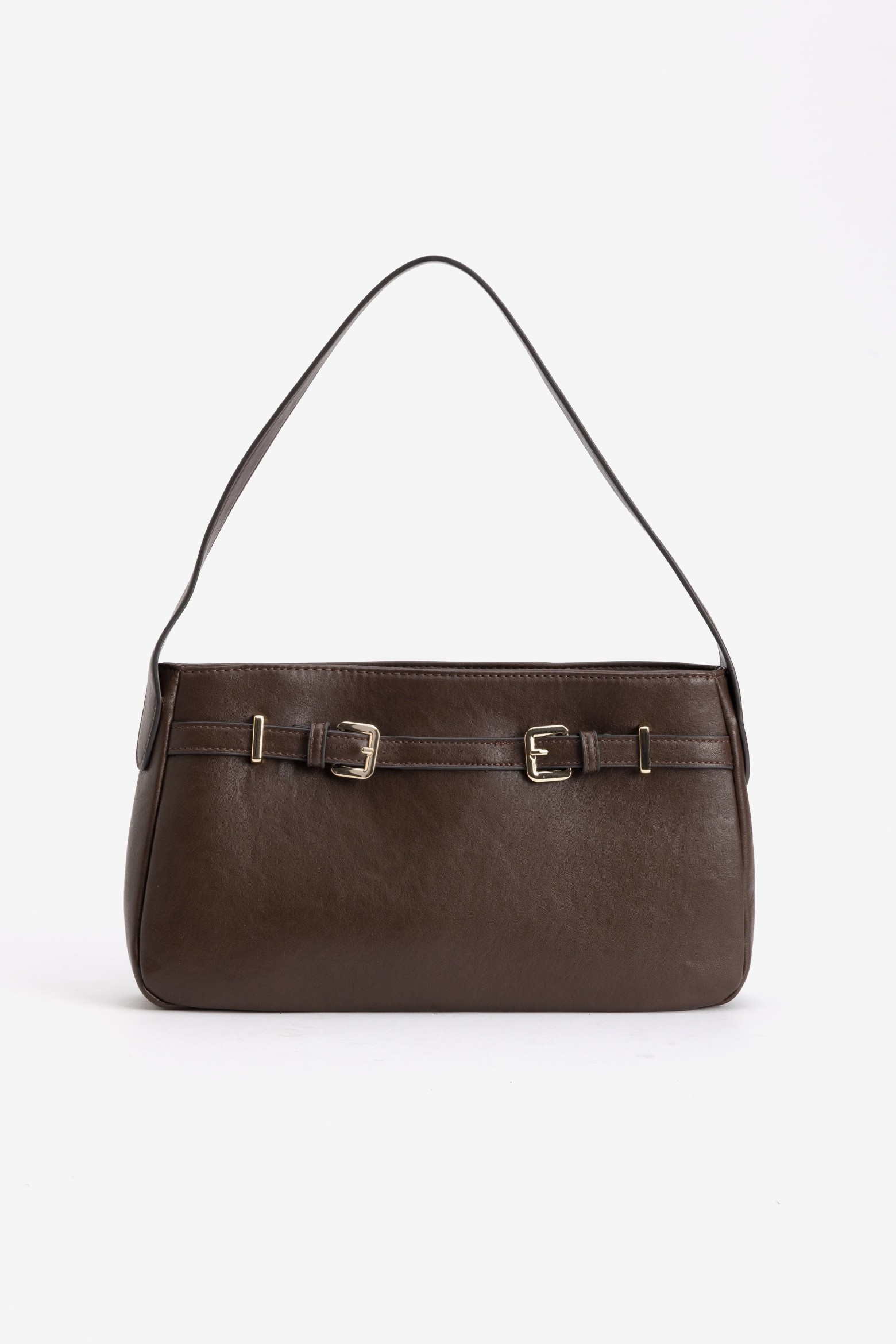 Brown Shoulder Bag Buckle Detail