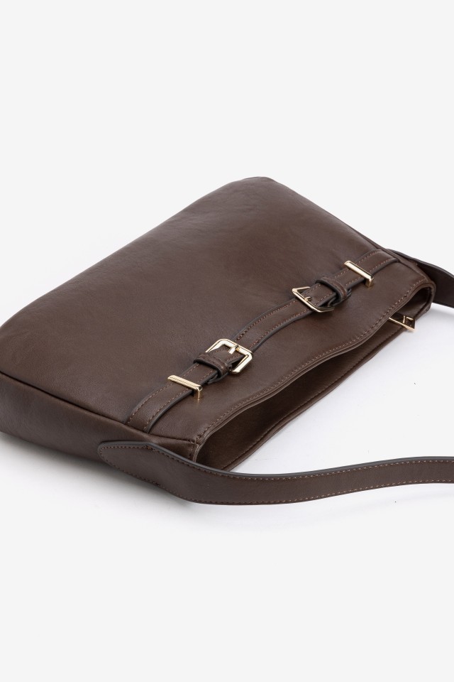 Brown Shoulder Bag Buckle Detail Brown Shoulder Bag Buckle Detail