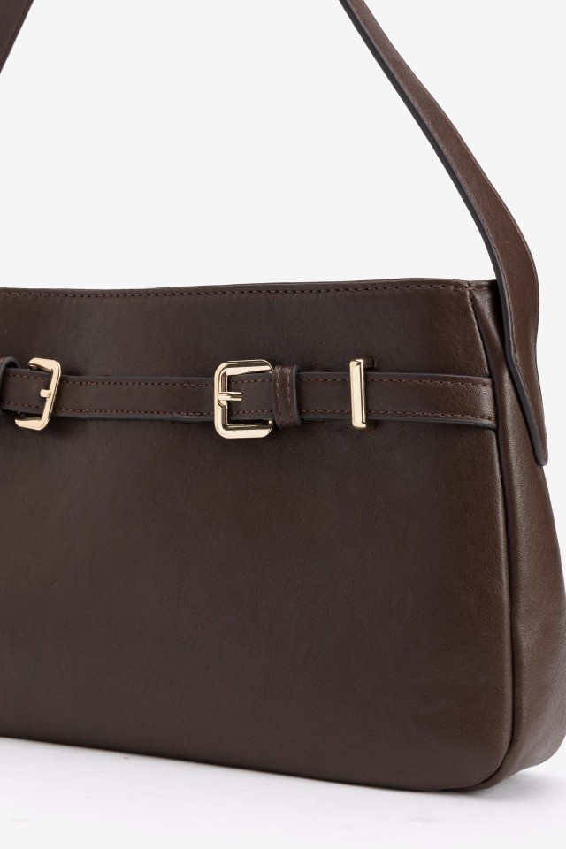 Brown Shoulder Bag Buckle Detail Brown Shoulder Bag Buckle Detail