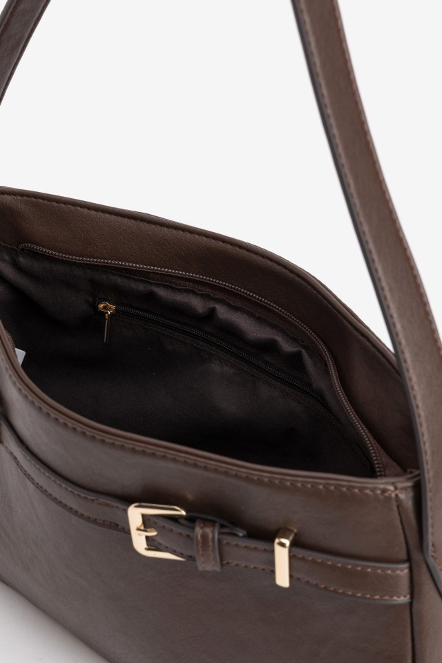 Brown Shoulder Bag Buckle Detail Brown Shoulder Bag Buckle Detail