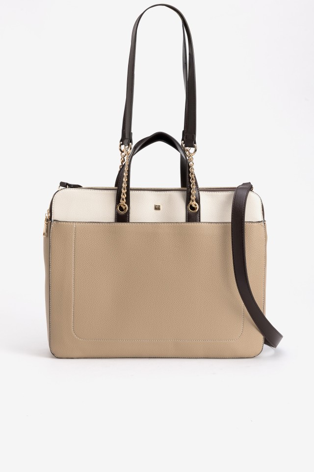 Cartera beige estructurada chic