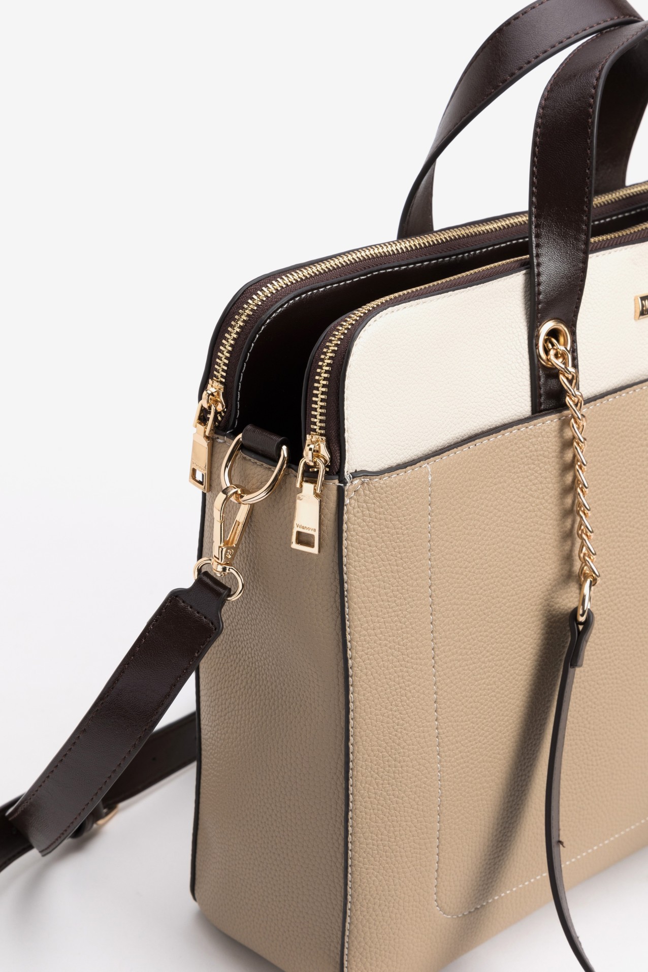 Cartera beige estructurada chic