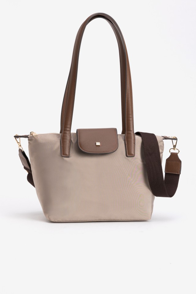 Beige Bag With Brown Details