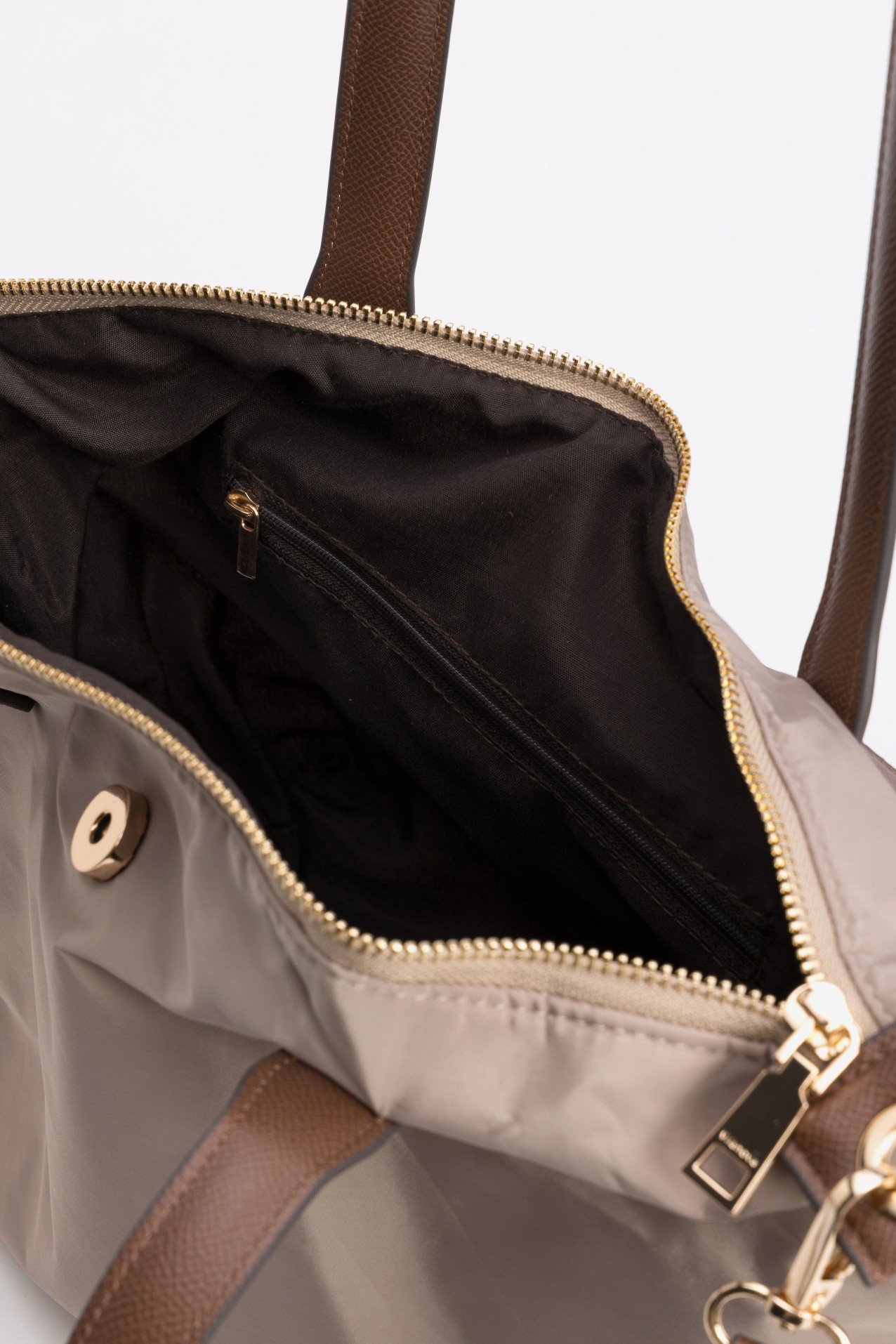 Beige Bag With Brown Details