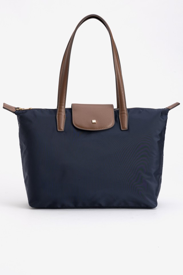 Blue Tote Bag with Zipper