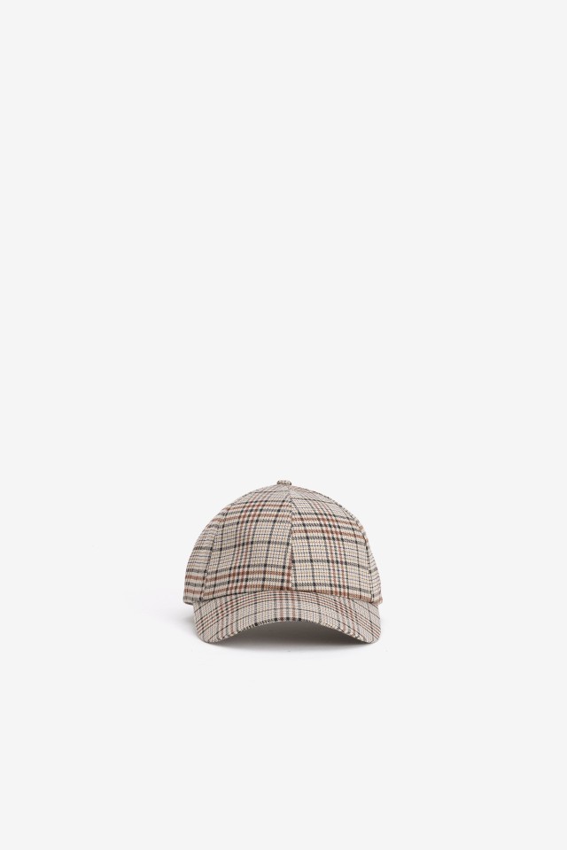 Beige Check Baseball Cap